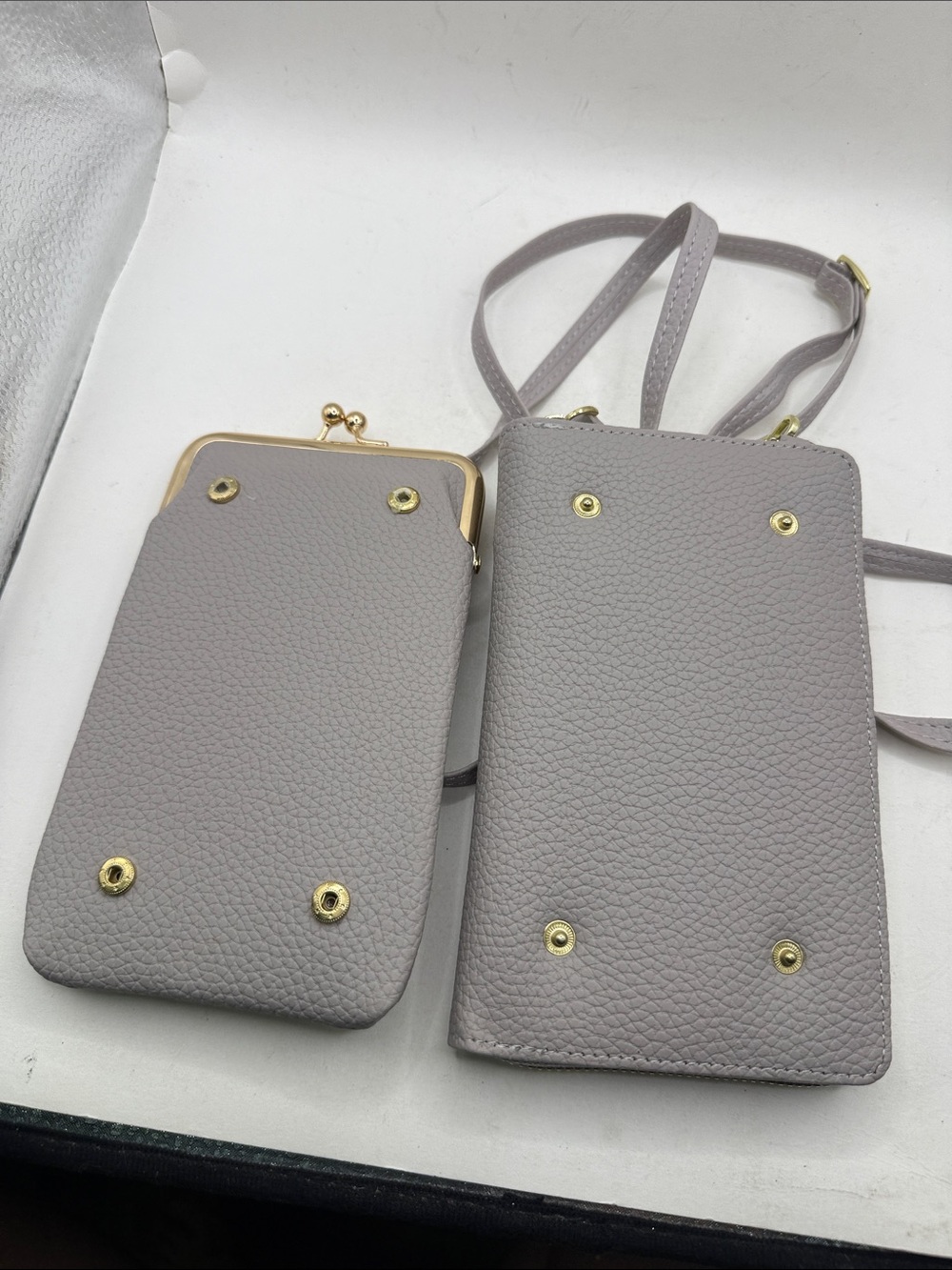 NWOT Carr Ken Crossbody Purse Bag Wallet Clutch Phone Gray Kiss Lock Convertible - Picture 13 of 13